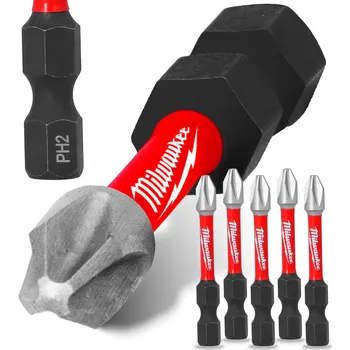 Bit 5x Bity do rázového šroubováku PH2 50 mm MILWAUKEE MAGNETICKÝ ŠROUBOVACÍ BIT Philips