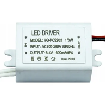 LED zdroj DRIVER, zdroj konstantního proudu | 1 x 3W | 2 - 4V DC | 600mA