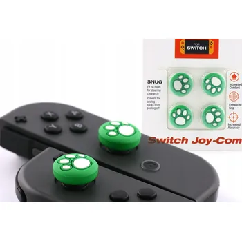 Herní konzole GUMIČKY SILIKONOVÉ NINTENDO SWITCH OLED LITE TLAPKY 4 ks Zelená-Bílá