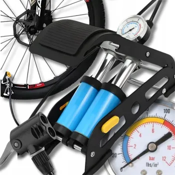 pumpička NOŽNÍ PUMPA DVOUPISTOVÁ S MANOMETREM 11 BAR UNIVERZÁLNÍ