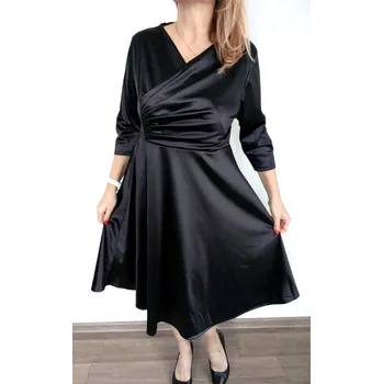 Dámské šaty Made in Italy Dámské saténové šaty ANITA UNI, barva černá