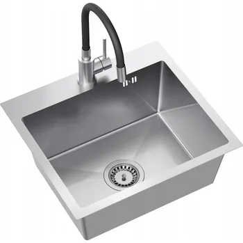 Granitový dřez Jednokomorový dřez myQ LEO 10 ocel stříbrný