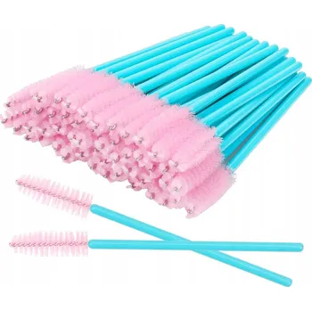 Přípravek na oči Kartáčky na řasy a obočí Spirálky na jedno použití Růžovo-modré 50 Ks.