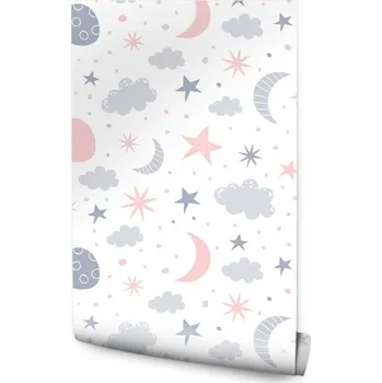 Fototapeta Tapeta pro děti - Hvězdičky a obláčky /165801160