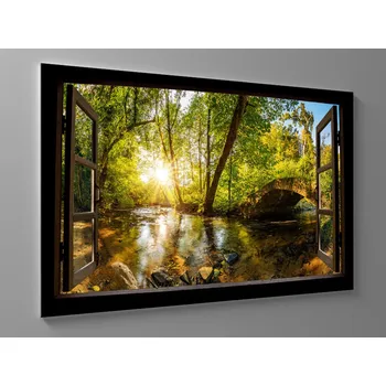 Obraz Obraz okno říční most Rozměr: 90 x 60 cm