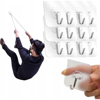 Věšák SADA SAMOLEPICÍCH VĚŠÁKŮ HÁČKŮ PRŮHLEDNÝ HÁČKŮ 12 KS