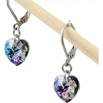 Náušnice Náušnice Swarovski srdíčka modrofialová