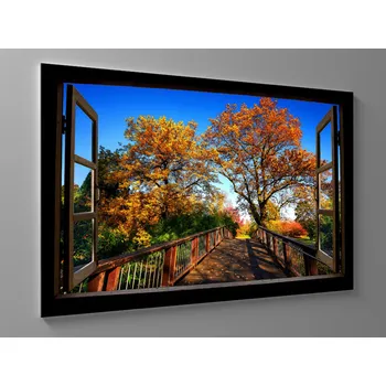 Obraz 3D obraz okno podzimní krajina Rozměr: 60 x 40 cm