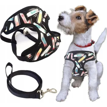Vodítko pro psa Lehké prodyšné beztlakové postroje pro malého psa + černé Vodítko