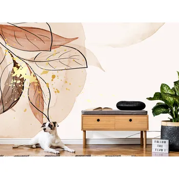 Tapeta Tapeta béžové malované listy