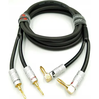 Audio kabel NAKAMICHI Reproduktorový kabel 2x1,5 s banánky 90°, 4,5 m