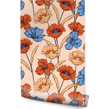 Fototapeta Tapeta Akvarelové VLČÍ MÁKY jako Malované do Ložnice