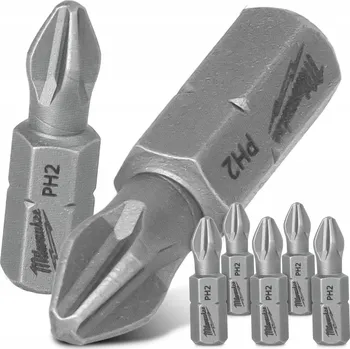 Bit 5x BIT MILWAUKEE Šroubovací bit PH2 25 mm Magnetický hrot Philips KRÁTKÝ