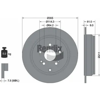 Brzdový kotouč Brzdový kotouč BENDIX Braking BDS1732