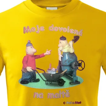 Tričko Pat a Mat - Dovolená na maltě - velikost XXXL, Barva Žlutá