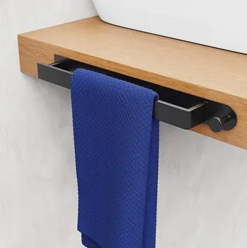 Držák na ručník Držák na ručník samolepicí věšák do koupelny na ručníky, 42 cm, černý