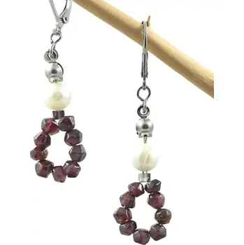 Náušnice Náušnice Granátová kapka s perlou