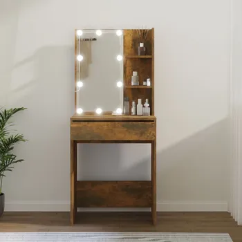 Toaletní stolek vidaXL Toaletní stolek s LED kouřový dub 60 x 40 x 140 cm