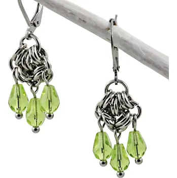 Náušnice Zelené náušnice s broušenými kapkami