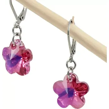 Náušnice Náušnice Swarovski kytička Fuchsia