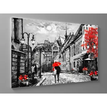 Obraz Olejomalba červený deštník Rozměr: 100 x 65 cm