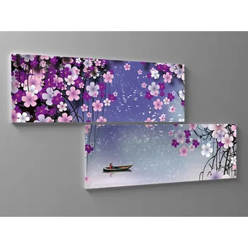 Obraz Obraz růžové květy nad jezerem Rozměr: 80 x 40 cm