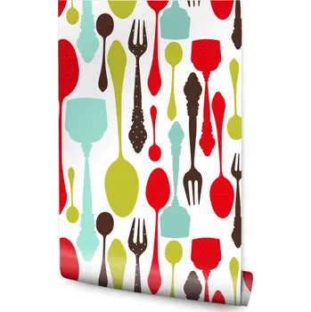 Fototapeta Tapeta barevné příbory tečky do kuchyně jídelny