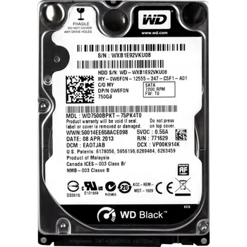 Pevný disk DELL 0W6F0N 750GB 7.2K SATA II 2.5'' WD7500BPKT