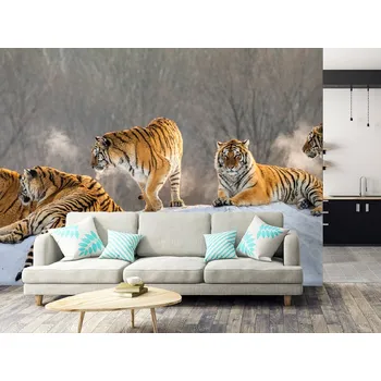 Tapeta Tapeta sibiřští tygři na zasněžené mýtině