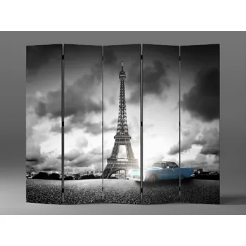 Paraván Paraván eiffelova věž a retro auto Rozměr: 225 x 180 cm