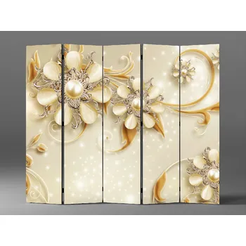 Paraván Abstraktní paraván zlaté květy Rozměr: 225 x 180 cm