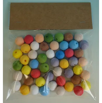 Kuličky z buničiny s dírkou, mix barev, 15 mm, 50 ks 1847