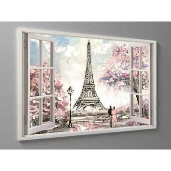 Obraz Obraz okno eiffelova věž Rozměr: 60 x 40 cm