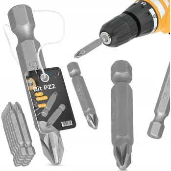 Bit 10x BIT ŠROUBOVÁKU PZ2 Pozidriv 50mm MAGNETICKÝ HROT Šroubovací 1/4''