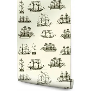 Fototapeta Tapeta pro děti LODĚ Plachetnice Skica Vintage