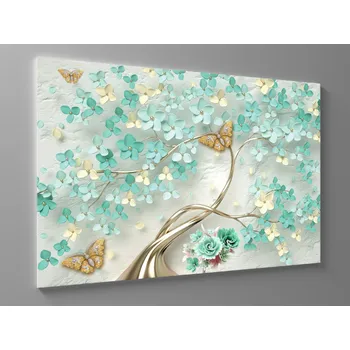 Obraz Zlatý strom s motýly Rozměr: 150 x 100 cm