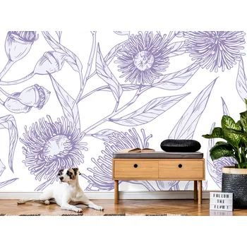 Tapeta Tapeta fialové obrysy květů