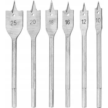 Vrták Vrtáky do dřeva ploché lopatkové 10-25 mm, sada 6 ks