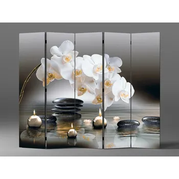 Paraván Paraván orchidej a kameny ve vodě Rozměr: 225 x 180 cm