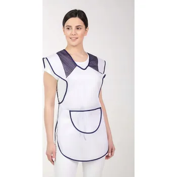 Kuchyňská zástěra DÁMSKÁ STYLONOVÁ ZÁSTĚRA BÍLÁ NA ZAVAZOVÁNÍ M-023 VELIKOST 54