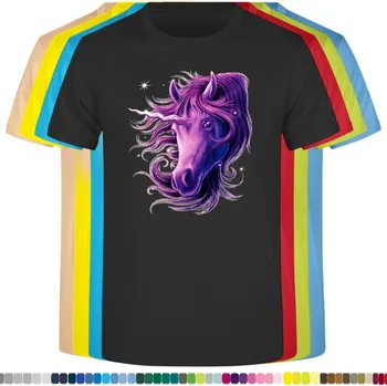 Dívčí tričko levne-detske-bavlnene-tricko-potisk-fialovy-jednorozec Barva: Black -černá, velikost: 116