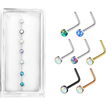 Souprava šperků Šperky4U Sada 7mi piercingů do nosu s opálem - N0000-08