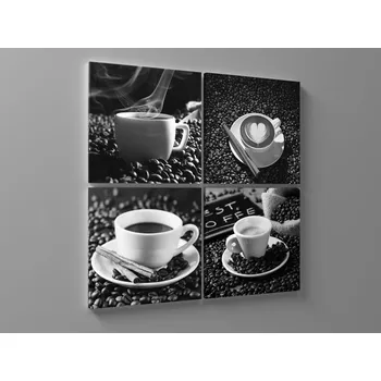 Obraz Černobílý obraz čas na kávu Rozměr: 40 x 40 cm