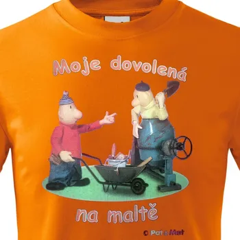 Pánské tričko Tričko Pat a Mat - Dovolená na maltě - velikost XXXL, Barva Oranžová