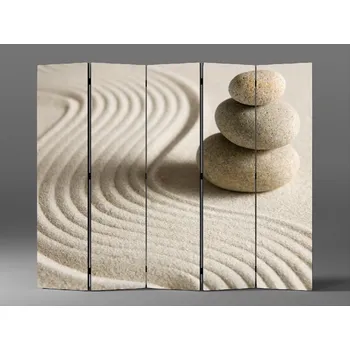 Paraván Paraván kameny v písku zen Rozměr: 225 x 180 cm