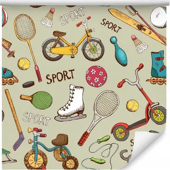 Fototapeta Tapeta pro teenagery - Brusle, Kolo, Koloběžka, Míč