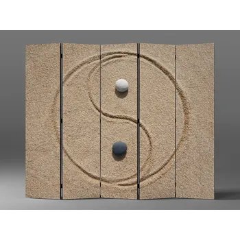 Paraván Paraván jin jang ve žlutém písku Rozměr: 225 x 180 cm