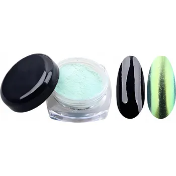 Prášek na nehty s efektem zrcadlového chromu Mirror Č. 3 + Aplikátor Zelený