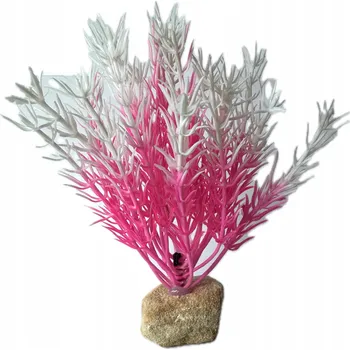 umělá květina RŮŽOVÁ UMĚLÁ ROSTLINA DO AKVÁRIA / TERÁRIA - DEKORACE 14 CM