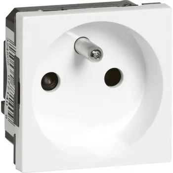 Elektrická zásuvka Zásuvka 2P + T v bílé barvě pro instalaci do přístrojových krabic
